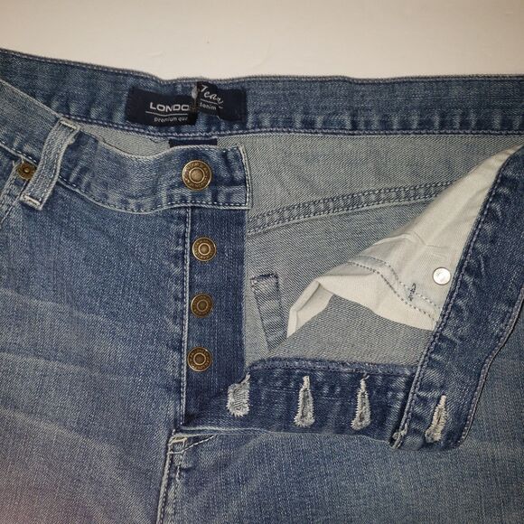 LONDON JEAN Button Fly Medium Wash Straight Leg Denim Jeans Womens Size 14 - Picture 5 of 8